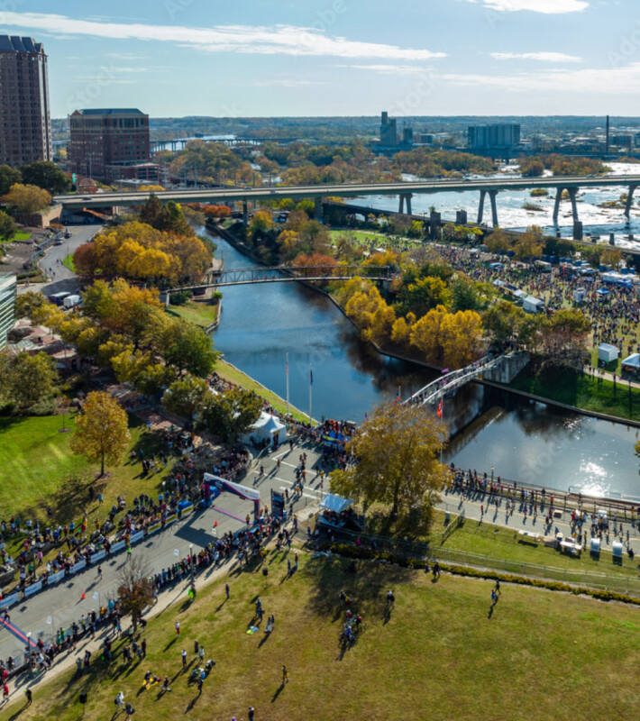 Sports Backers Richmond Marathon overhead scene